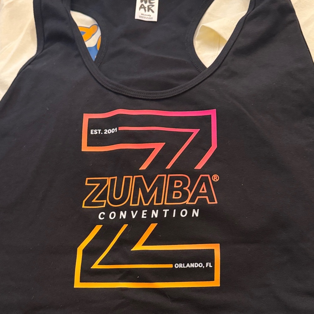 Zumba Fitness Black Tank Top with Multicolor Logo